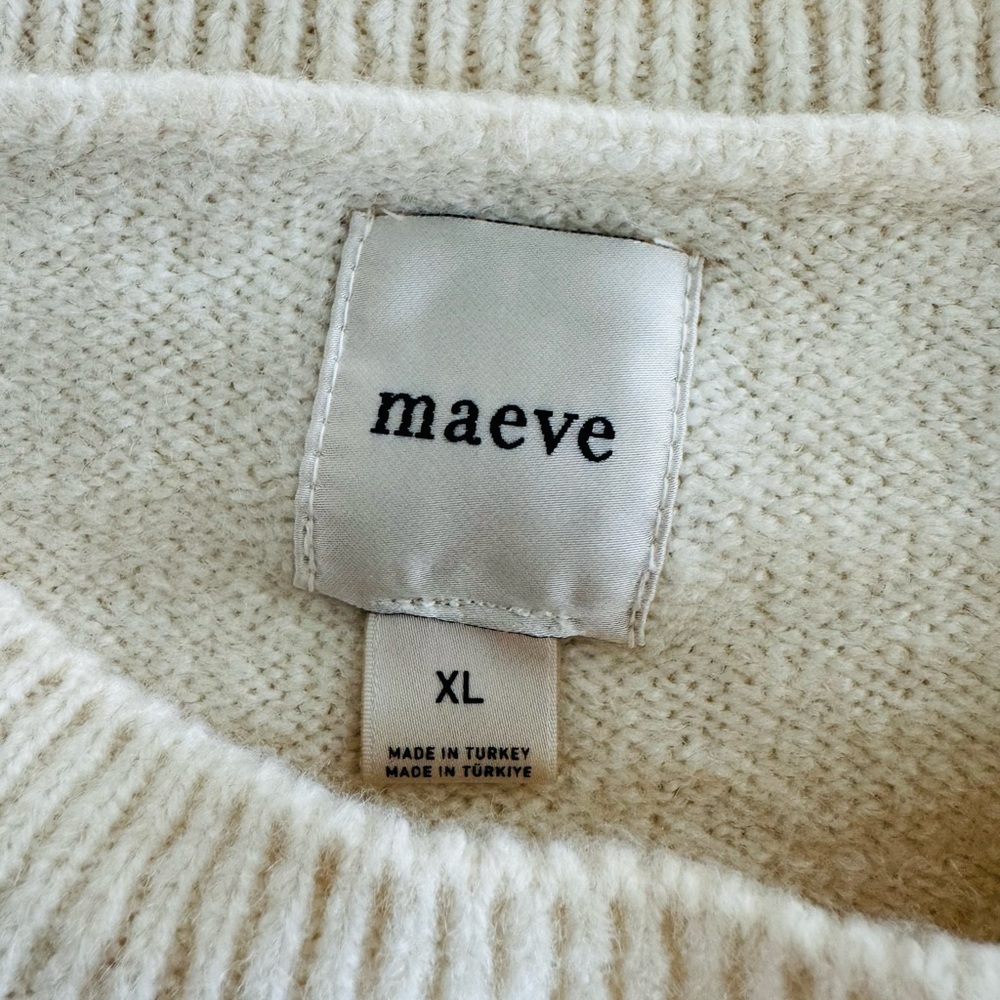 Anthropologie Maeve Crew Neck Dog Icon Pullover Sweater Neutral Doodle Size XL - Picture 8 of 11